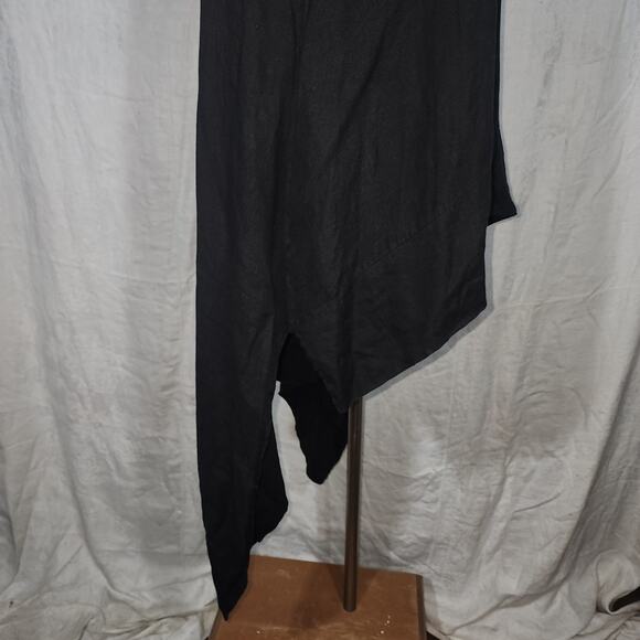 VIVIAN SHYU sz S/M black asymmetrical hi low sleeveless linen top Italy - Picture 4 of 8